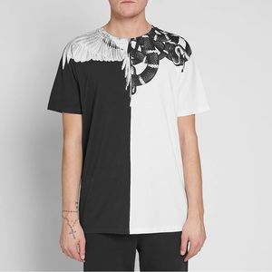 Authentic MARCELO BURLON SNAKE WING TEE Black & White Size M
